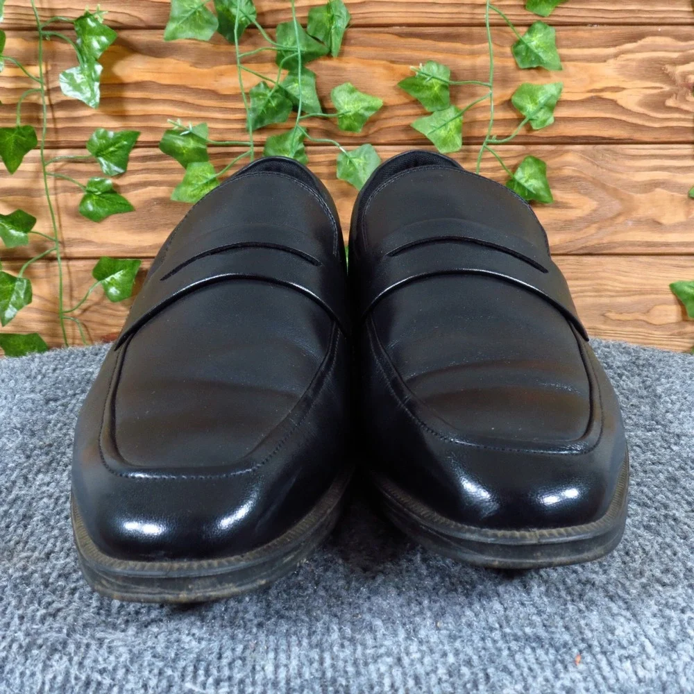 Obermain Sprung Mens Penny Loafer Shoes 11.5 Extra Wide Dress Black Leather